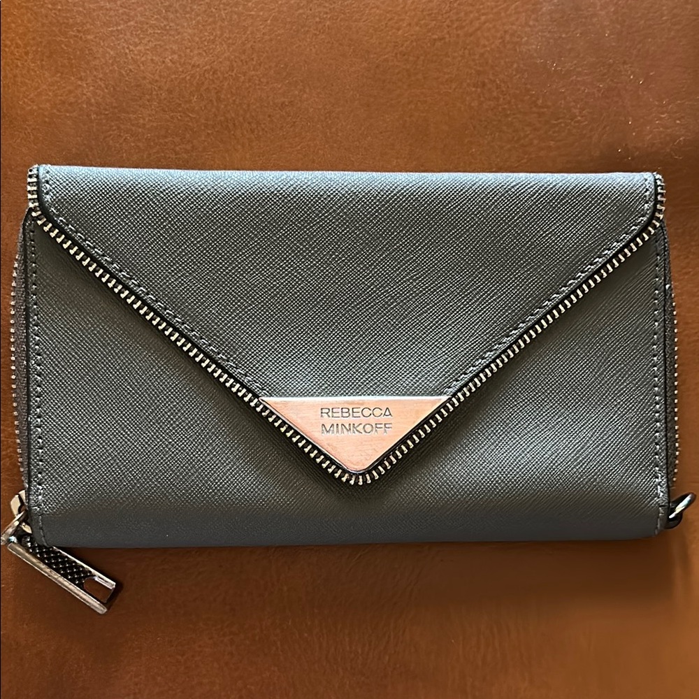Rebecca Minkoff Safiano Calfskin Leather Gray Wallet